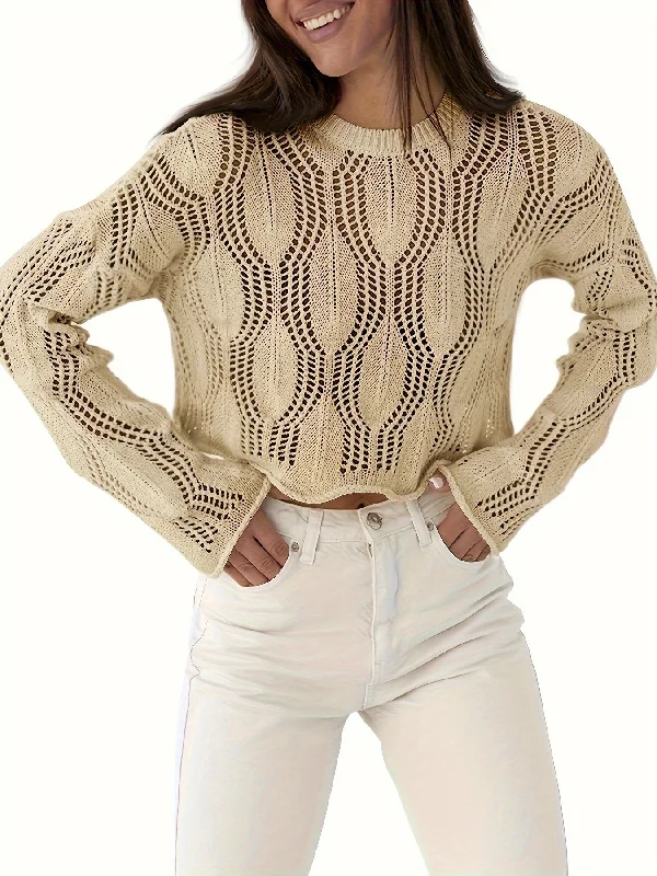 Extra Savings Sixsr Solid Crew Neck Knit Sweater, Casual Long Sleeve Pullover Sweater, Women's Clothing Extra Savings Sixsr Solid Crew Neck Knit Sweater, Casual Long Sleeve Pullover Sweater, Women's Clothing
