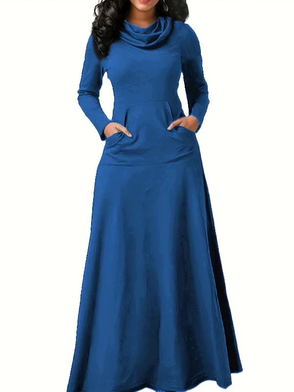 Extra Discount Sixsr Pile Collar Solid Maxi Dress, Elegant Long Sleeve Kangaroo Pocket Dress, Women's Clothing Extra Discount Sixsr Pile Collar Solid Maxi Dress, Elegant Long Sleeve Kangaroo Pocket Dress, Women's Clothing