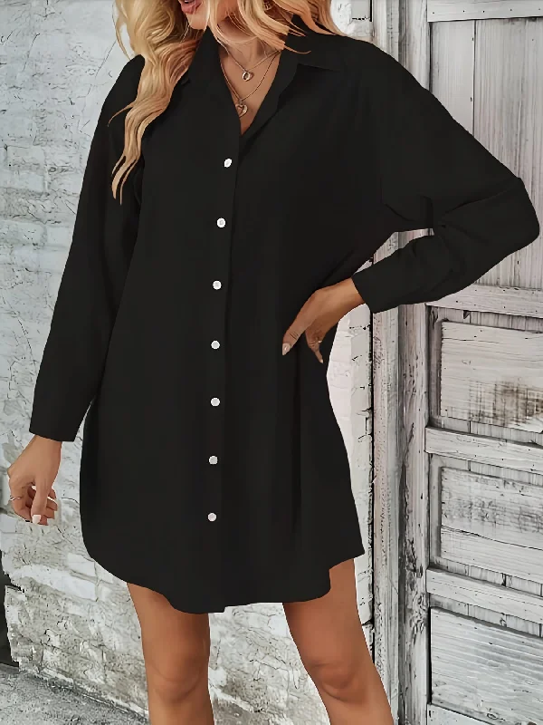 Savings Galore Sixsr Button Front Shirt Dress, Casual Solid Long Sleeve Dress, Women's Clothing Savings Galore Sixsr Button Front Shirt Dress, Casual Solid Long Sleeve Dress, Women's Clothing
