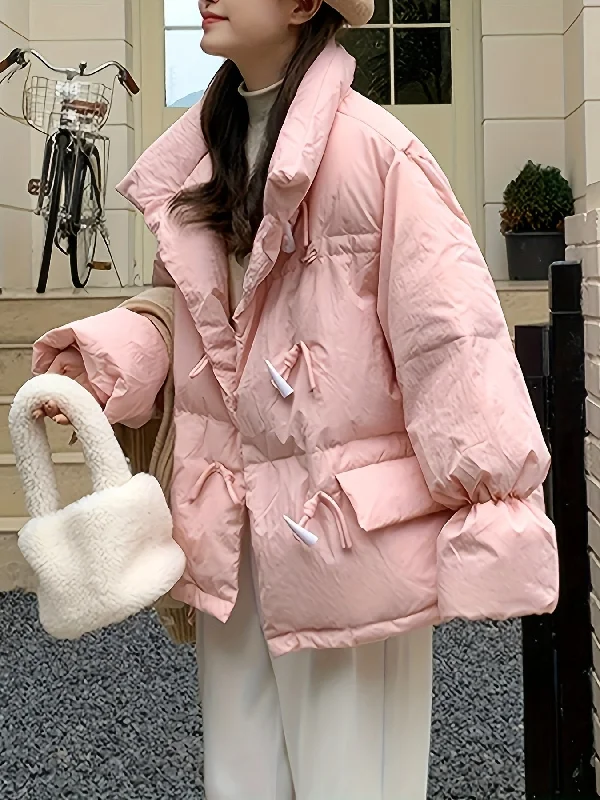 Year-End Deals Sixsr Buckle Front Solid Warm Coat, Casual Long Sleeve Puffy Outerwear, Women's Clothing Year-End Deals Sixsr Buckle Front Solid Warm Coat, Casual Long Sleeve Puffy Outerwear, Women's Clothing