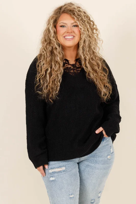 Hurry In Pretty Heart Top, Black