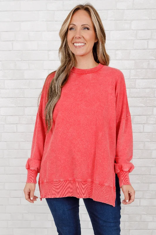 Best Choice Cozy Crewneck Pullover, Ruby