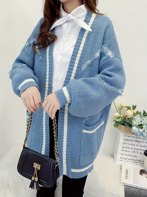 Weekend Bargains to Sizzle Sixsr Letter Pattern Open Front Cardigan, Elegant Long Sleeve Drop Shoulder Outwear, Women's Clothing Weekend Bargains to Sizzle Sixsr Letter Pattern Open Front Cardigan, Elegant Long Sleeve Drop Shoulder Outwear, Women's Clothing