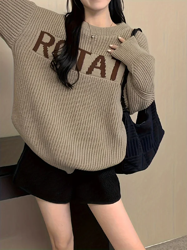 Weekend Savings Fiesta Sixsr Letter Pattern Crew Neck Pullover Sweater, Casual Long Sleeve Drop Shoulder Sweater, Women's Clothing Weekend Savings Fiesta Sixsr Letter Pattern Crew Neck Pullover Sweater, Casual Long Sleeve Drop Shoulder Sweater, Women's Clothing