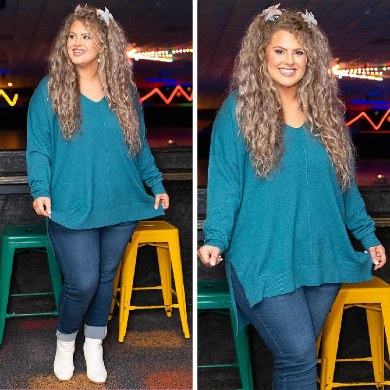 Weekend Deals You Can't Resist Miss Who I Was Sweater, Heather Teal