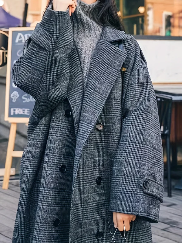 Weekend Offers That Dazzle Sixsr Plaid Button Front Pea Coat, Casual Lapel Long Sleeve Fall & Winter Outerwear, Women's Clothing Weekend Offers That Dazzle Sixsr Plaid Button Front Pea Coat, Casual Lapel Long Sleeve Fall & Winter Outerwear, Women's Clothing