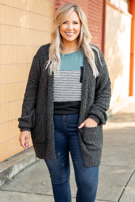 Weekend Shopping Made Better Latte Lover Cardigan, Ash Gray