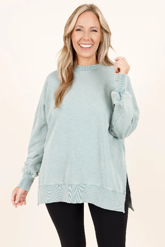 Weekend Deals That Dazzle Cozy Crewneck Pullover, Dusty Sage