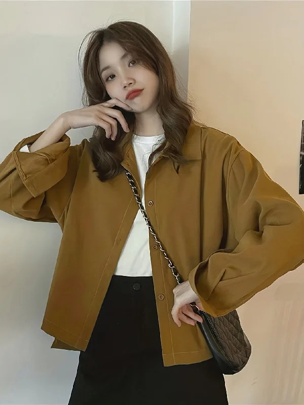 Daily Special Sixsr Solid Polo Collar Button Blouse, Casual Long Sleeve Blouse For Spring & Fall, Women's Clothing Daily Special Sixsr Solid Polo Collar Button Blouse, Casual Long Sleeve Blouse For Spring & Fall, Women's Clothing