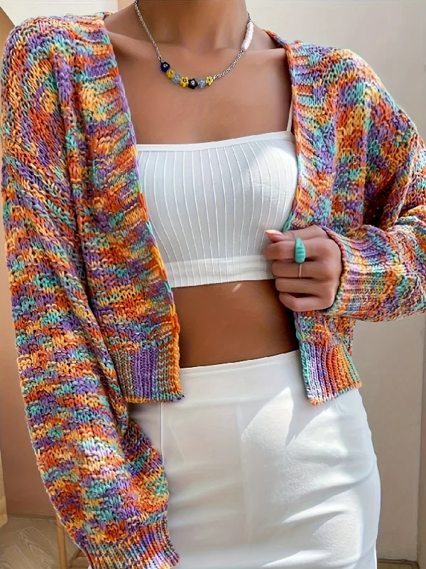 Amazing Value Sixsr Colorful Open Front Knit Cardigan, Causal Long Sleeve Loose Sweater, Women's Clothing Amazing Value Sixsr Colorful Open Front Knit Cardigan, Causal Long Sleeve Loose Sweater, Women's Clothing