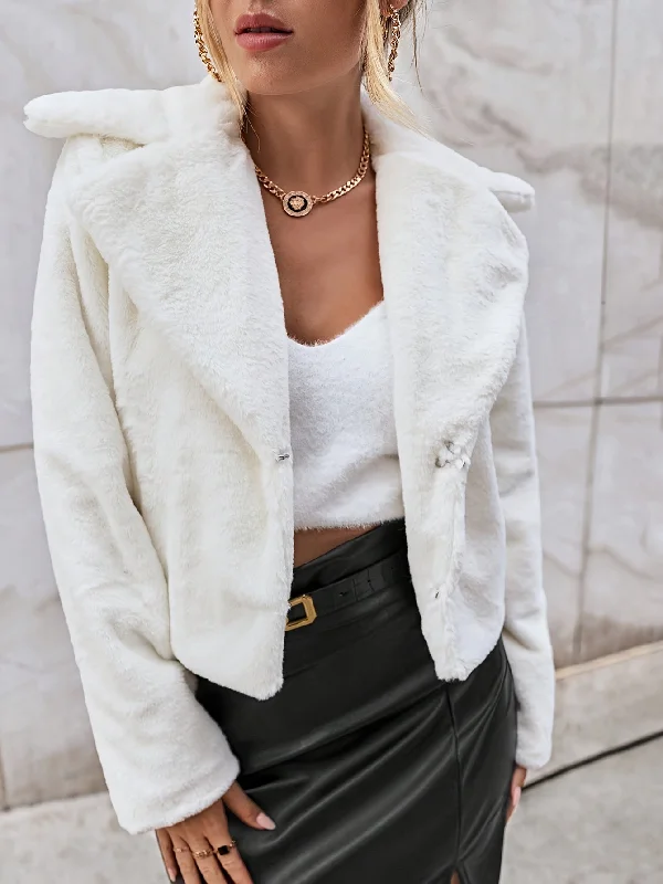 Year-End Sale Sixsr Solid Faux Fur Lapel Teddy Coat, Versatile Long Sleeve Thermal Winter Outwear, Women's Clothing Year-End Sale Sixsr Solid Faux Fur Lapel Teddy Coat, Versatile Long Sleeve Thermal Winter Outwear, Women's Clothing