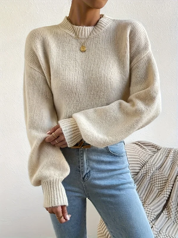 Weekend Discounts to Relish Sixsr Solid Crew Neck Pullover Sweater, Casual Long Sleeve Sweater For Fall & Winter, Women's Clothing Weekend Discounts to Relish Sixsr Solid Crew Neck Pullover Sweater, Casual Long Sleeve Sweater For Fall & Winter, Women's Clothing