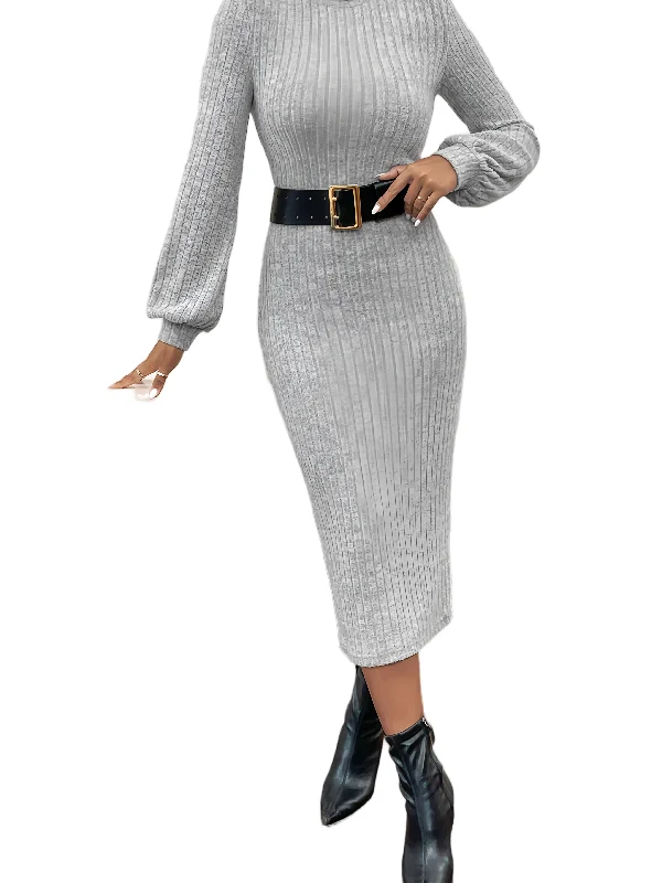 Weekend Specials to Delight Sixsr Ribbed Turtle Neck Dress, Casual Long Sleeve Dress For Fall & Winter, Women's Clothing Weekend Specials to Delight Sixsr Ribbed Turtle Neck Dress, Casual Long Sleeve Dress For Fall & Winter, Women's Clothing