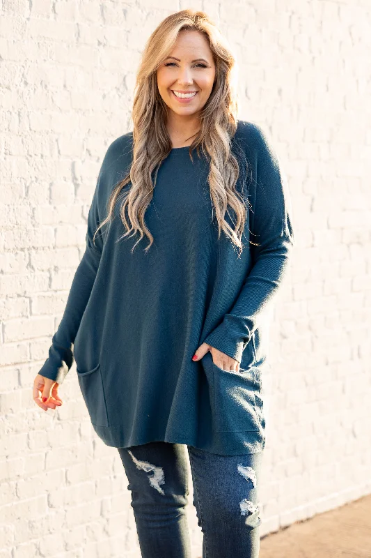 Great Deal The Thrill Of The Day Sweater, Teal