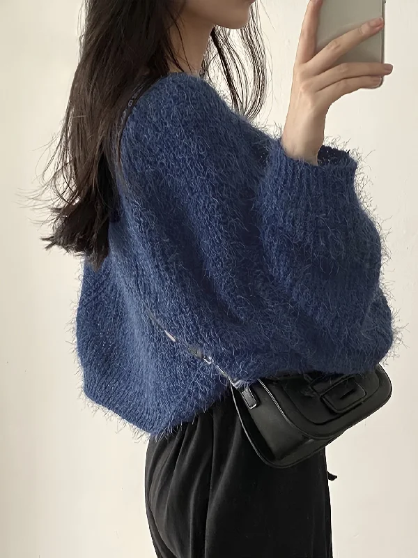Celebrate the Weekend with Discounts Sixsr Solid Open Front Knit Cardigan, Casual Long Sleeve Loose Crop Sweater, Women's Clothing Celebrate the Weekend with Discounts Sixsr Solid Open Front Knit Cardigan, Casual Long Sleeve Loose Crop Sweater, Women's Clothing