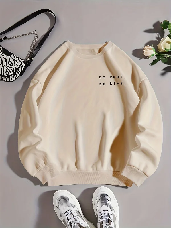 Weekend Offers That Impress Sixsr Be Cool Be Kind Print Pullover Sweatshirt, Casual Long Sleeve Crew Neck Sweatshirt For Fall & Winter, Women's Clothing Weekend Offers That Impress Sixsr Be Cool Be Kind Print Pullover Sweatshirt, Casual Long Sleeve Crew Neck Sweatshirt For Fall & Winter, Women's Clothing