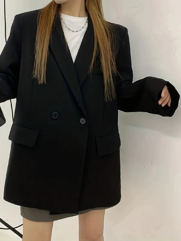 Half Price Sixsr Notched Collar Button Front Blazer, Elegant Long Sleeve Blazer For Office & Work, Women's Clothing Half Price Sixsr Notched Collar Button Front Blazer, Elegant Long Sleeve Blazer For Office & Work, Women's Clothing