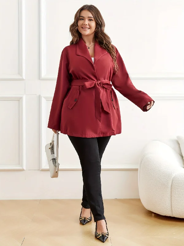 New Arrival Sixsr Plus Size Casual Coat, Women's Plus Solid Long Sleeve Open Front Lapel Collar Loose Fit Coat With Pockets New Arrival Sixsr Plus Size Casual Coat, Women's Plus Solid Long Sleeve Open Front Lapel Collar Loose Fit Coat With Pockets