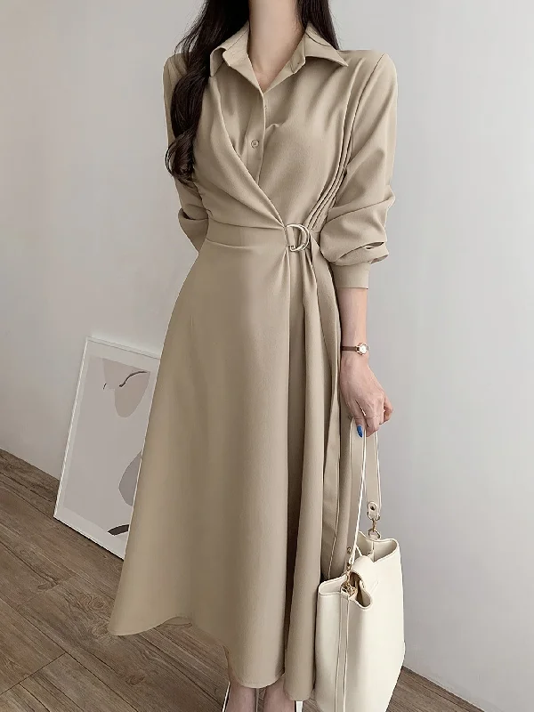 Savings Galore Sixsr A-line Button Front Dress, Elegant Long Sleeve Dress For Spring & Fall, Women's Clothing Savings Galore Sixsr A-line Button Front Dress, Elegant Long Sleeve Dress For Spring & Fall, Women's Clothing
