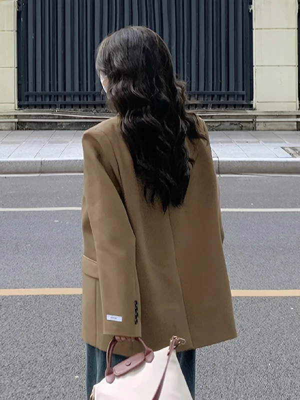 Pay Less Sixsr Double Breasted Lapel Blazer, Elegant Long Sleeve Blazer For Spring & Fall, Women's Clothing Pay Less Sixsr Double Breasted Lapel Blazer, Elegant Long Sleeve Blazer For Spring & Fall, Women's Clothing