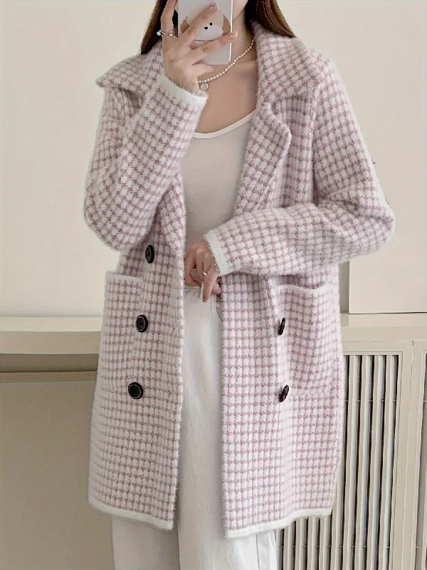 Savings Event Sixsr Double Breasted Fuzzy Overcoat, Elegant Lapel Long Sleeve Warm Outerwear, Women's Clothing Savings Event Sixsr Double Breasted Fuzzy Overcoat, Elegant Lapel Long Sleeve Warm Outerwear, Women's Clothing