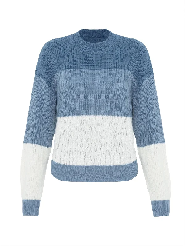 Weekend Bargains to Grab Sixsr Striped Color Block Sweater, Casual Crew Neck Long Sleeve Sweater, Casual Tops For Fall & Winter, Women's Clothing Weekend Bargains to Grab Sixsr Striped Color Block Sweater, Casual Crew Neck Long Sleeve Sweater, Casual Tops For Fall & Winter, Women's Clothing