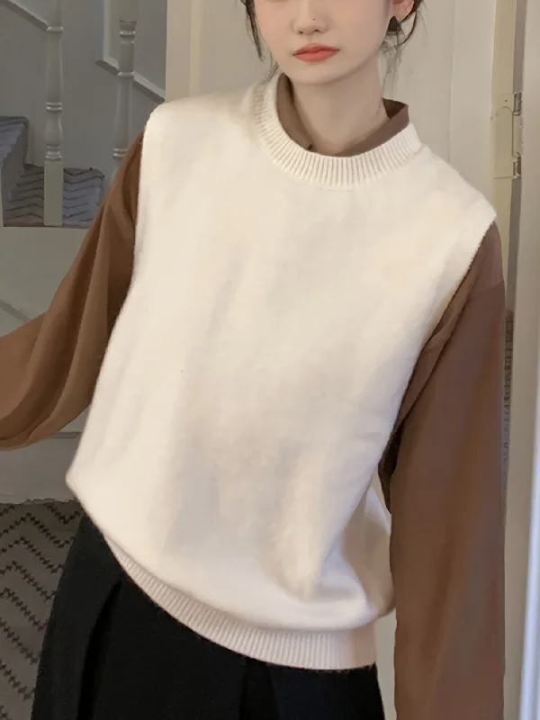 Weekend Specials to Indulge In Sixsr Solid Crew Neck Knitted Vest, Casual Sleeveless Versatile Sweater, Women's Clothing Weekend Specials to Indulge In Sixsr Solid Crew Neck Knitted Vest, Casual Sleeveless Versatile Sweater, Women's Clothing
