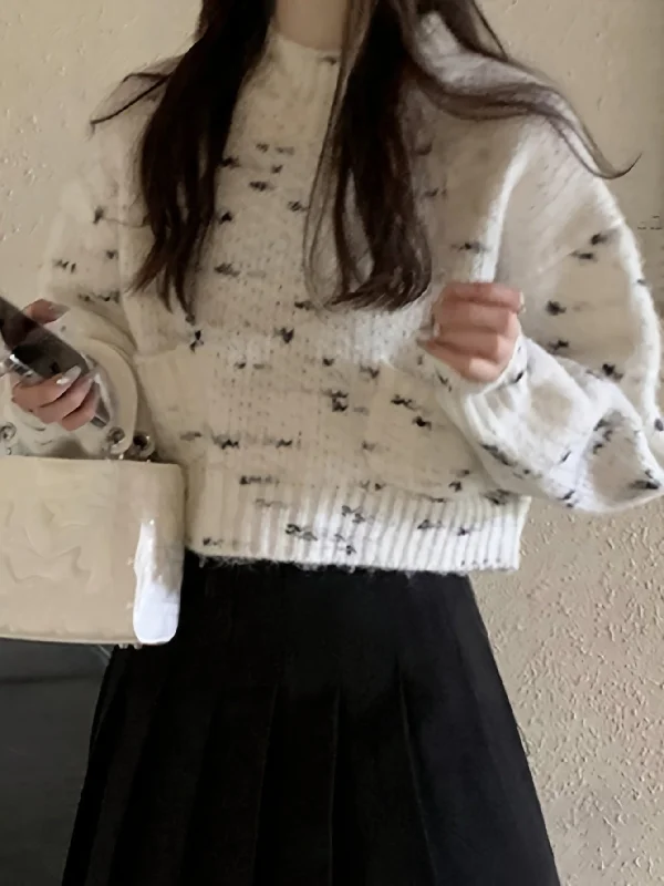 Weekend Savings Spectacular Sixsr Allover Print Mock Neck Sweater, Casual Long Sleeve Sweater For Fall & Winter, Women's Clothing
