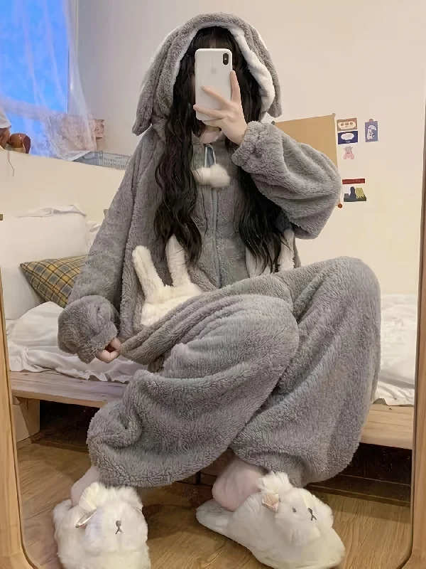 Weekend Deals to Make You Smile Sixsr Cartoon Bunny Fuzzy Hooded Jumpsuit, Cute Long Sleeve Zipper Pajamas, Women's Sleepwear & Loungewear Weekend Deals to Make You Smile Sixsr Cartoon Bunny Fuzzy Hooded Jumpsuit, Cute Long Sleeve Zipper Pajamas, Women's Sleepwear & Loungewear