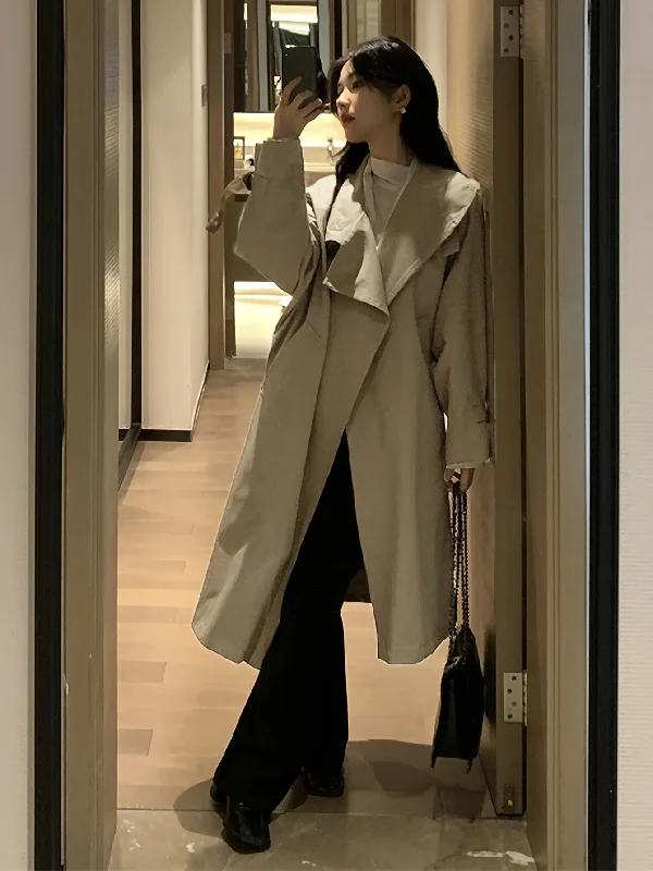 Exclusive Offer Sixsr Solid Open Front Trench Coat, Casual Long Sleeve Long Length Outwear, Women's Clothing Exclusive Offer Sixsr Solid Open Front Trench Coat, Casual Long Sleeve Long Length Outwear, Women's Clothing