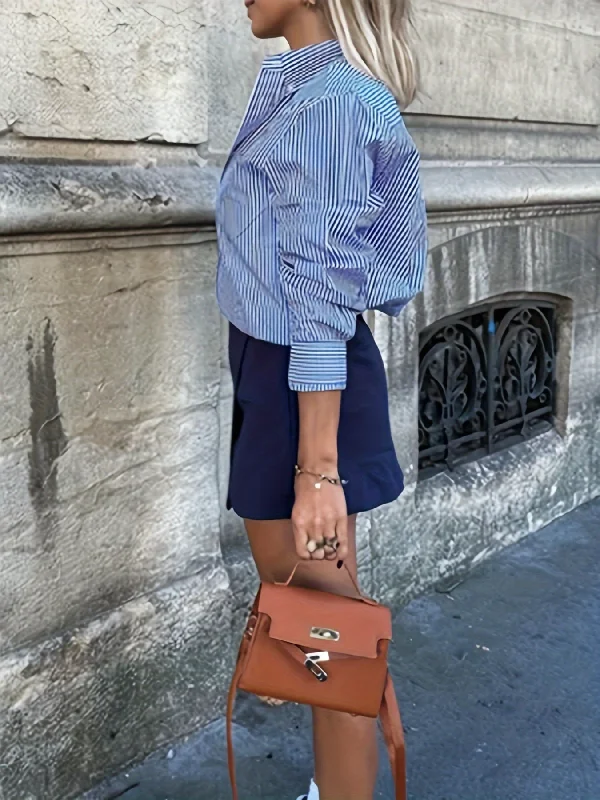 Massive Deal Sixsr Plus Size elegant Blouse, Women's Plus Stripe Print Button Up Long Sleeve Stand Collar Blouse Massive Deal Sixsr Plus Size elegant Blouse, Women's Plus Stripe Print Button Up Long Sleeve Stand Collar Blouse