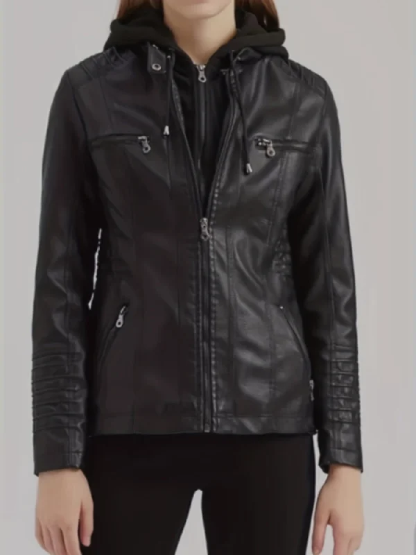 Exclusive Weekend Offers Inside Sixsr Hooded Faux Leather Jacket, Casual Zipper Long Sleeve Outerwear, Women's Clothing Exclusive Weekend Offers Inside Sixsr Hooded Faux Leather Jacket, Casual Zipper Long Sleeve Outerwear, Women's Clothing