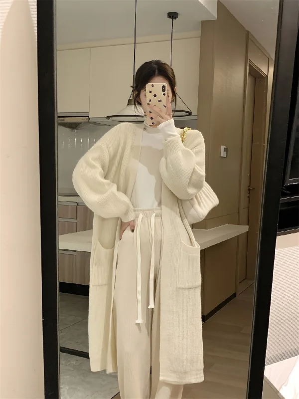 Amazing Value Sixsr Solid Open Front Knit Cardigan, Casual Long Sleeve Mid Length Pocket Sweater For Fall & Winter, Women's Clothing Amazing Value Sixsr Solid Open Front Knit Cardigan, Casual Long Sleeve Mid Length Pocket Sweater For Fall & Winter, Women's Clothing