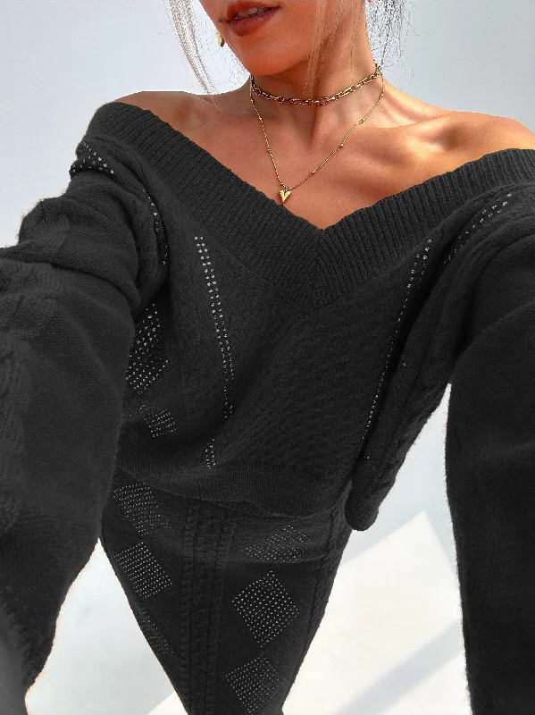 Weekend Offers You Can't Ignore Sixsr Solid Casual Two-piece Set, V Neck Long Sleeve Tops & Bag Hip Knee Length Skirts Outfits, Women's Clothing Weekend Offers You Can't Ignore Sixsr Solid Casual Two-piece Set, V Neck Long Sleeve Tops & Bag Hip Knee Length Skirts Outfits, Women's Clothing