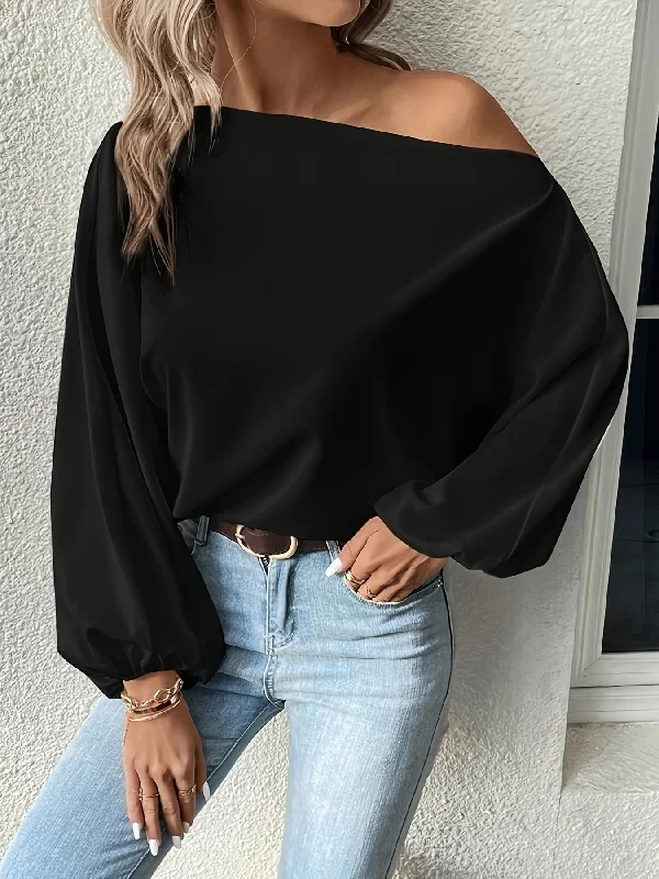 Reduced Price Sixsr Solid Color Drop Shoulder Blouse, Casual Loose Long Sleeve Blouse For Spring, Women's Clothing Reduced Price Sixsr Solid Color Drop Shoulder Blouse, Casual Loose Long Sleeve Blouse For Spring, Women's Clothing