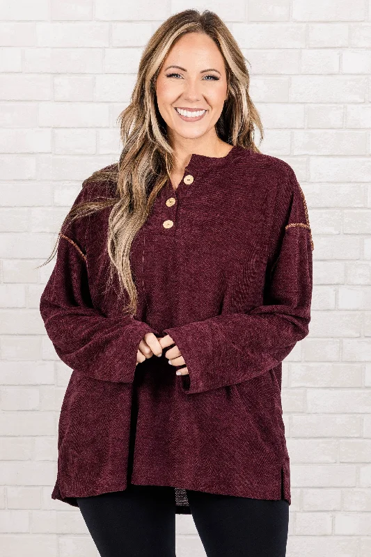 Time-Sensitive Pass Me By Top, Burgundy