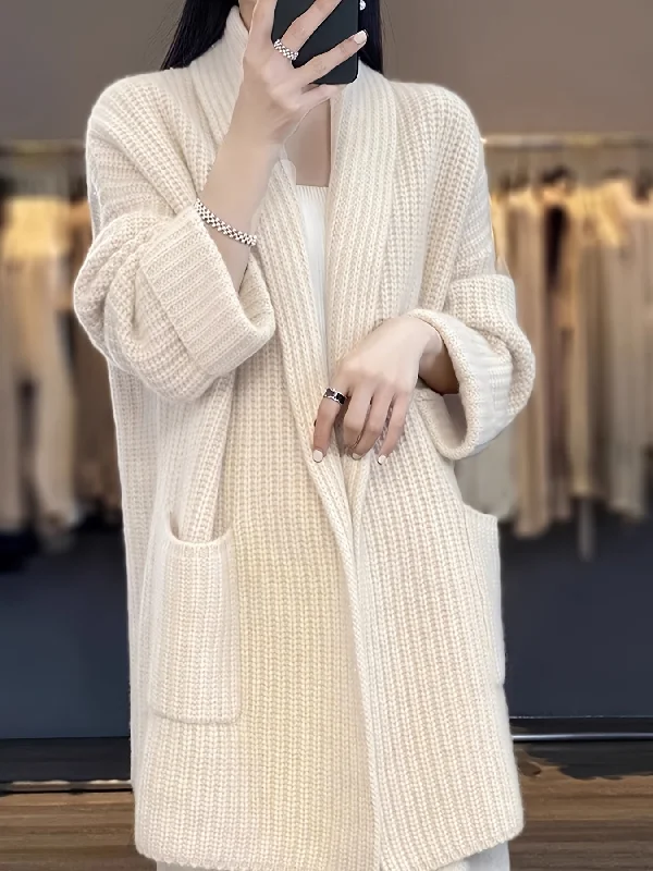 Overstock Clearance Sixsr Solid Open Front Knit Cardigan, Casual Long Sleeve Drop Shoulder Sweater With Pocket, Women's Clothing Overstock Clearance Sixsr Solid Open Front Knit Cardigan, Casual Long Sleeve Drop Shoulder Sweater With Pocket, Women's Clothing