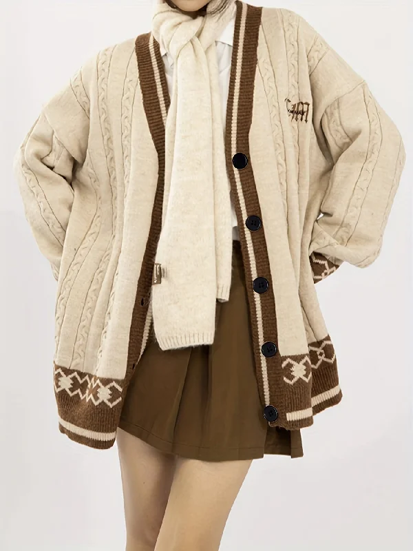 Weekend Bargains to Grab Sixsr Preppy Cable Knit Button Down Cardigan, Casual Long Sleeve Fall Winter Sweater Coat, Women's Clothing Weekend Bargains to Grab Sixsr Preppy Cable Knit Button Down Cardigan, Casual Long Sleeve Fall Winter Sweater Coat, Women's Clothing