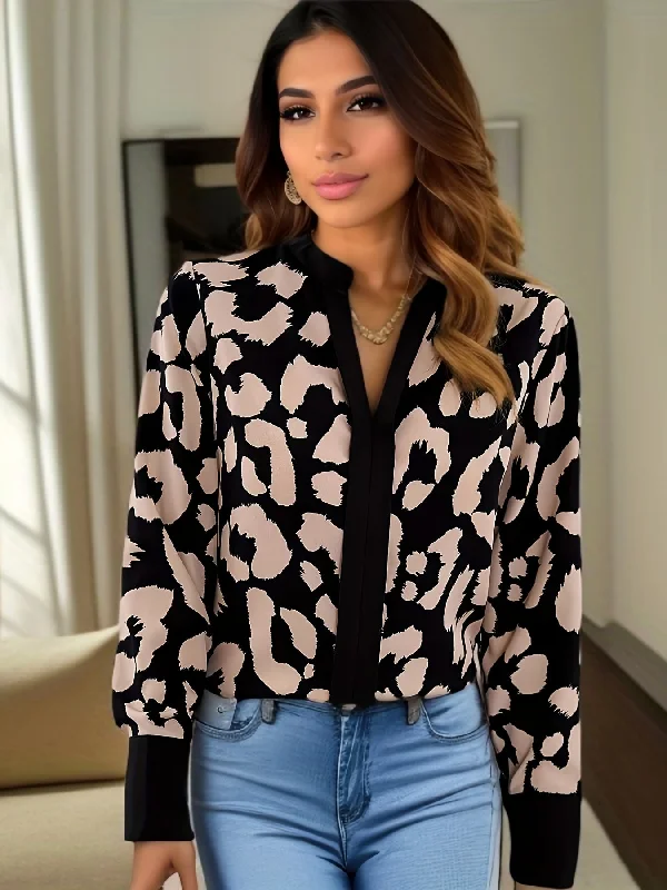 Savings Galore Sixsr All Over Print V Neck Blouse, Casual Long Sleeve Blouse For Spring & Fall, Women's Clothing Savings Galore Sixsr All Over Print V Neck Blouse, Casual Long Sleeve Blouse For Spring & Fall, Women's Clothing