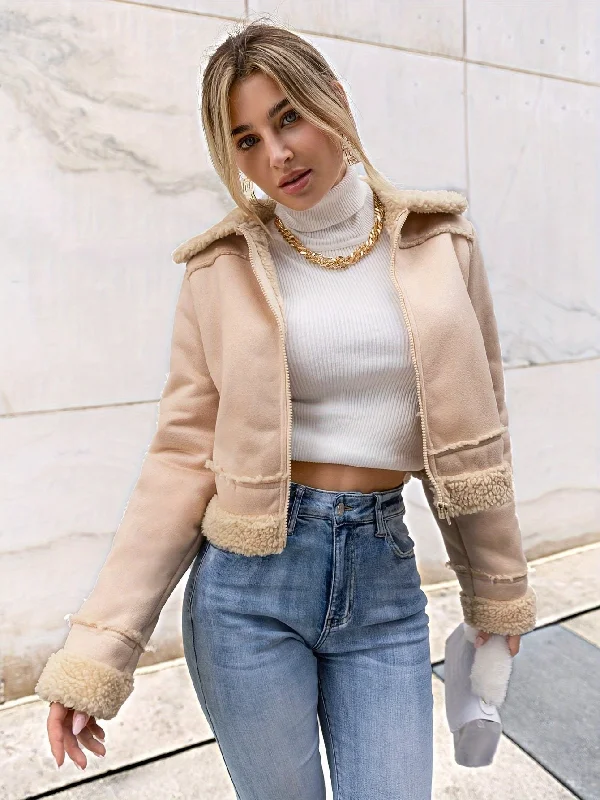 Deep Savings Sixsr Fuzzy Trim Fall & Winter Coat, Casual Zip Up Long Sleeve Outerwear, Women's Clothing Deep Savings Sixsr Fuzzy Trim Fall & Winter Coat, Casual Zip Up Long Sleeve Outerwear, Women's Clothing