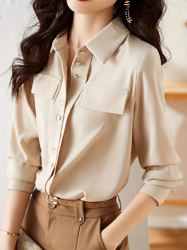 Top Pick Sixsr Solid Single Breasted Simple Shirt, Versatile Long Sleeve Shirt For Spring & Fall, Women's Clothing Top Pick Sixsr Solid Single Breasted Simple Shirt, Versatile Long Sleeve Shirt For Spring & Fall, Women's Clothing