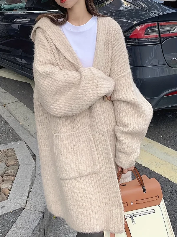 Weekend Discounts to Indulge In Sixsr Solid Open Front Cardigan, Casual Long Sleeve Hooded Pockets Cardigan, Women's Clothing Weekend Discounts to Indulge In Sixsr Solid Open Front Cardigan, Casual Long Sleeve Hooded Pockets Cardigan, Women's Clothing