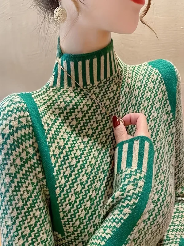 Weekend Savings Bonanza Sixsr Striped Fall & Winter Knit Sweater, Elegant Long Sleeve Sweater, Women's Clothing Weekend Savings Bonanza Sixsr Striped Fall & Winter Knit Sweater, Elegant Long Sleeve Sweater, Women's Clothing