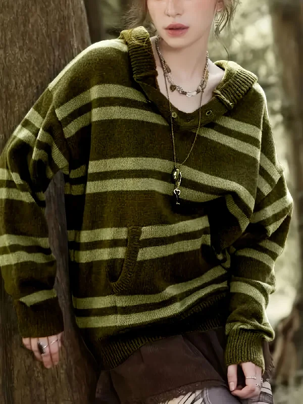 Pay Less Sixsr Striped Drop Shoulder Knitted Hoodie, Casual Crew Neck Long Sleeve Pullover Hoodie, Women's Clothing Pay Less Sixsr Striped Drop Shoulder Knitted Hoodie, Casual Crew Neck Long Sleeve Pullover Hoodie, Women's Clothing