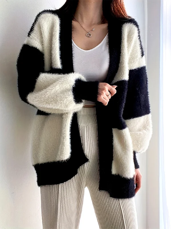 Weekend Savings Spectacle Sixsr Loose Color Block Cardigan, Casual Long Sleeve Cardigan For Fall & Winter, Women's Clothing Weekend Savings Spectacle Sixsr Loose Color Block Cardigan, Casual Long Sleeve Cardigan For Fall & Winter, Women's Clothing
