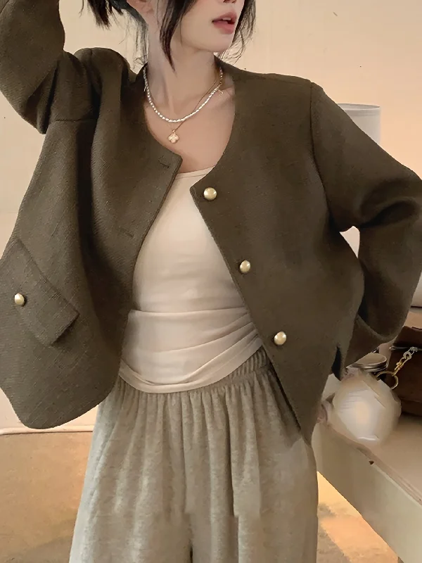 Lowest Rates Sixsr Solid Single Breasted Elegant Jacket, Versatile Long Sleeve Outwear For Fall & Winter, Women's Clothing Lowest Rates Sixsr Solid Single Breasted Elegant Jacket, Versatile Long Sleeve Outwear For Fall & Winter, Women's Clothing