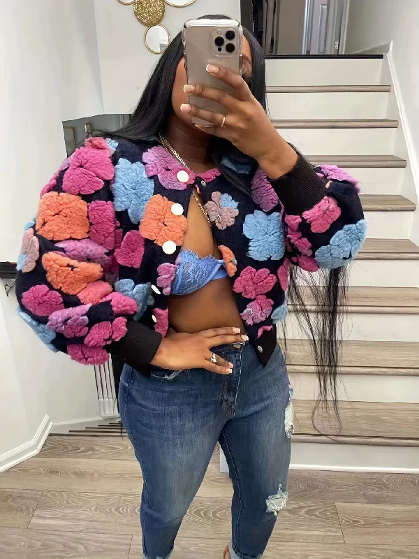 Markdown Sale Sixsr Floral Pattern Warm Coat, Casual Button Front Long Sleeve Outerwear, Women's Clothing Markdown Sale Sixsr Floral Pattern Warm Coat, Casual Button Front Long Sleeve Outerwear, Women's Clothing