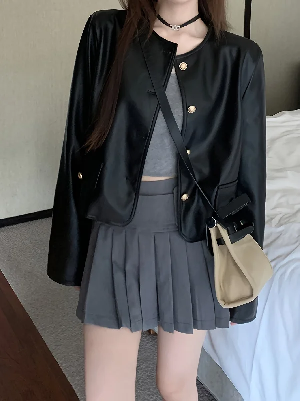 Final Clearance Sixsr Solid Button Front Crew Neck Coat, Elegant Long Sleeve Jacket For Every Day, Women's Clothing Final Clearance Sixsr Solid Button Front Crew Neck Coat, Elegant Long Sleeve Jacket For Every Day, Women's Clothing