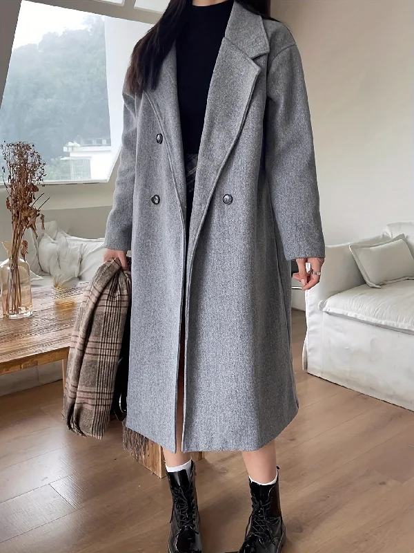 The Best Deal Sixsr Double Breasted Lapel Coat, Casual Long Sleeve Fall & Winter Outerwear, Women's Clothing The Best Deal Sixsr Double Breasted Lapel Coat, Casual Long Sleeve Fall & Winter Outerwear, Women's Clothing
