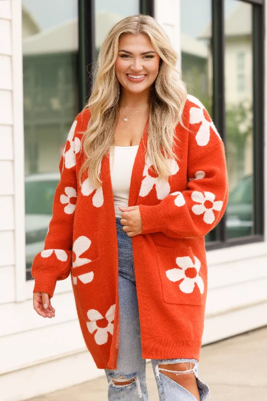 Special Price Cosmic Kisses Cardigan, Brick-Ivory